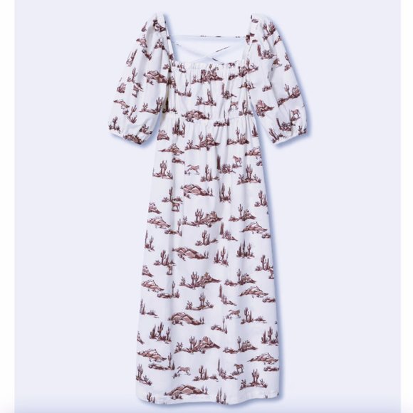 🔥SALE🔥MANGO NWT Desert Horse Print Lace-Up Midi Dress Size 2 - Picture 3 of 8